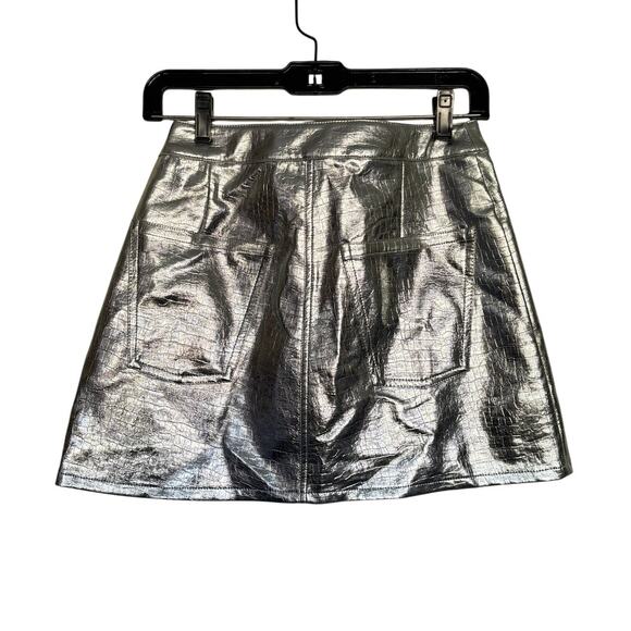 Torn by Ronny Kobo Silver Croc Embossed Mini Skirt - Picture 2 of 3